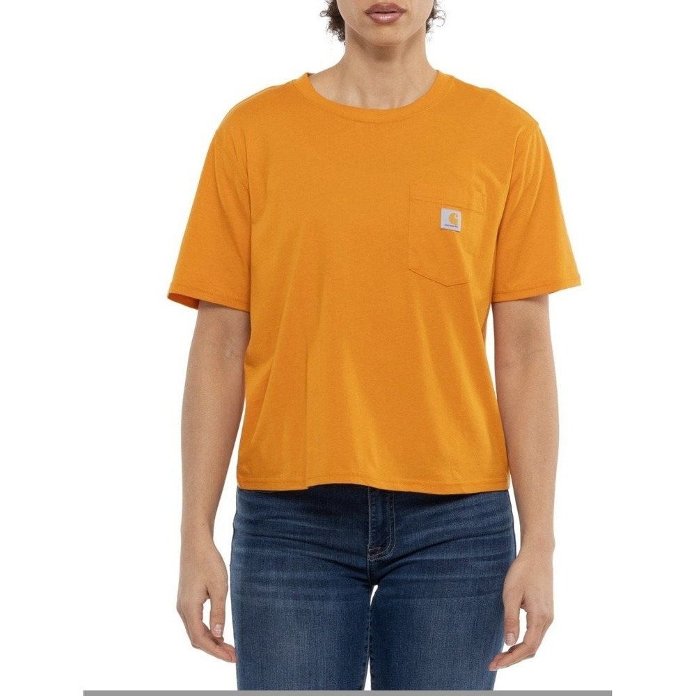 Carhartt TK6122 Women's "L" Tensel Boxy Fit Short Sleeve Tee, Hazy Sunshine